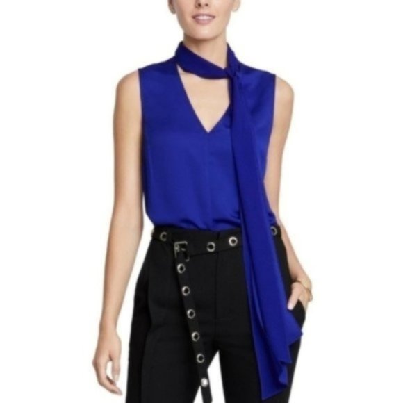 Rachel Roy Jasper Tie-Neck Top, Blue - Picture 1 of 3